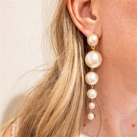 Large Pearl Long Drop Earrings • Pearl Statement Earrings • Big Bridal ...