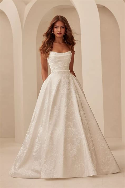 M2536 | Jacquard A-Line Wedding Dress in 2025 | Simple elegant wedding ...