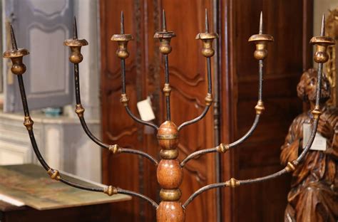 17th Century Italian Carved Painted Seven-Arm Forged Floor Lamp ...