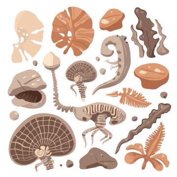 Fossils Clipart Set Of Fossils And Other Animals Cartoon Vector ...