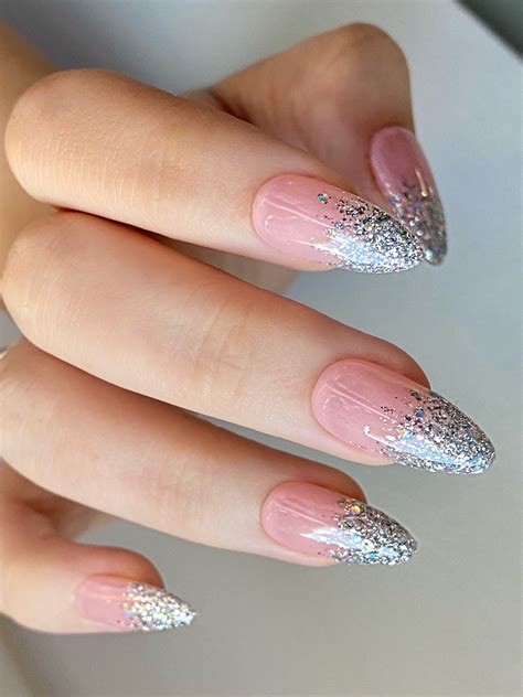 Silver Glitter Nail Tips