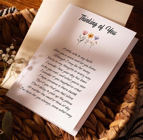Thinking of You Card. Thinking of You Poem. Digital Download Card ...