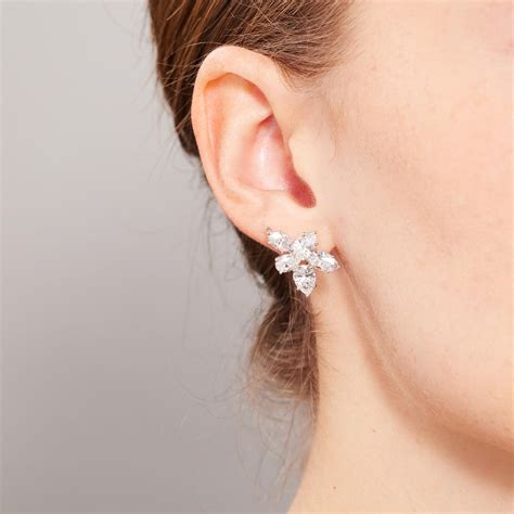 Harry Winston Classic Diamond Cluster Earrings in Platinum and 18K Gold ...
