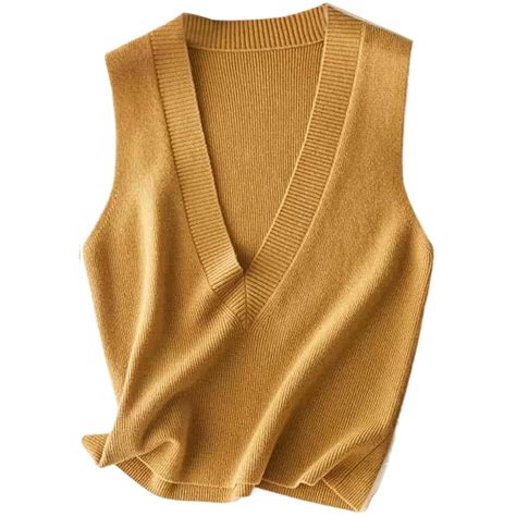 ZUEVI Women's Sweater Vest V Neck Sleeveless Pullover Knitwear Tops ...