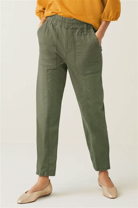 Womens Next Khaki Cotton Tapered Utility Trousers - Green | Trousers ...