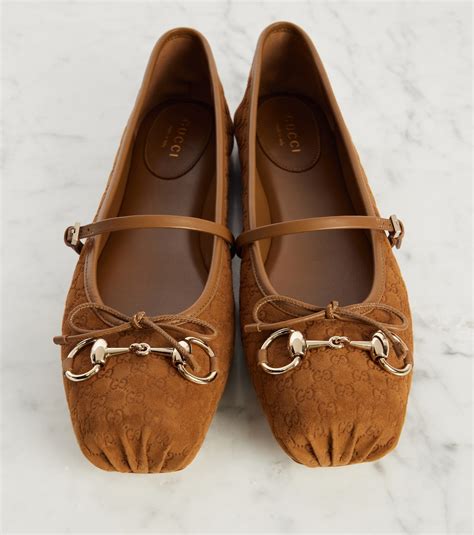 Gucci Horsebit GG suede ballet flats in brown - Gucci | Mytheresa
