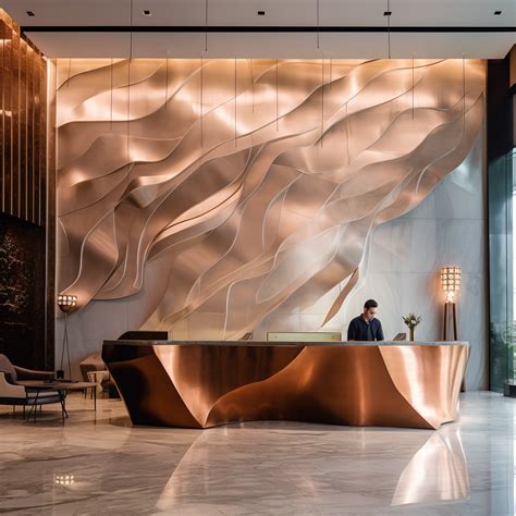 Luxury metal reception desk in the lobby of a top star hotel | Hotel ...