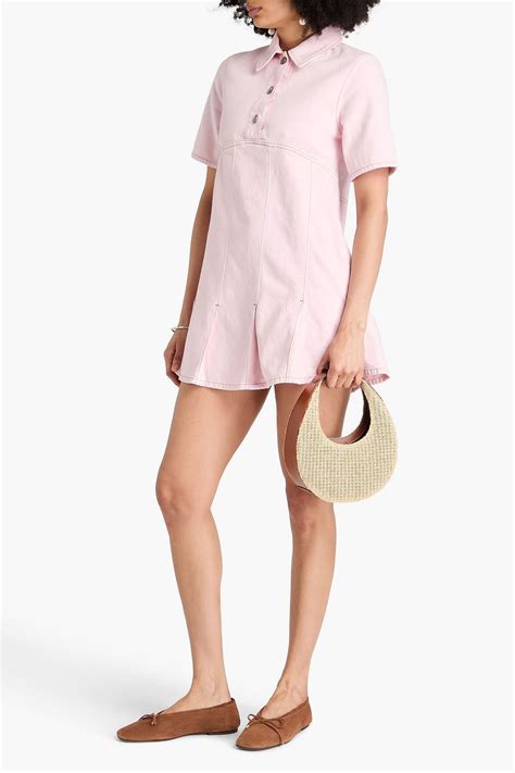 GANNI Pleated denim mini shirt dress | THE OUTNET