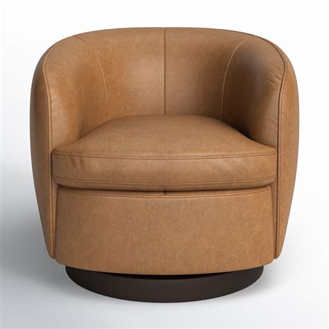 Joss & Main Marcy Leather Swivel Barrel Chair & Reviews | Wayfair