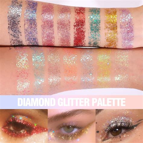 Rechoo 15 Colors Glitter Eyeshadow Palette - Professional Sparkly ...