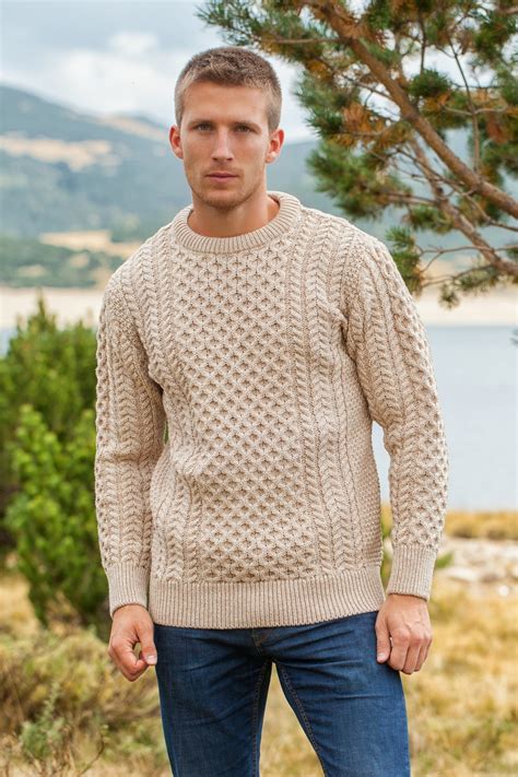 Men's Cable Knit Aran Fisherman's Sweater Camel Beige - Etsy