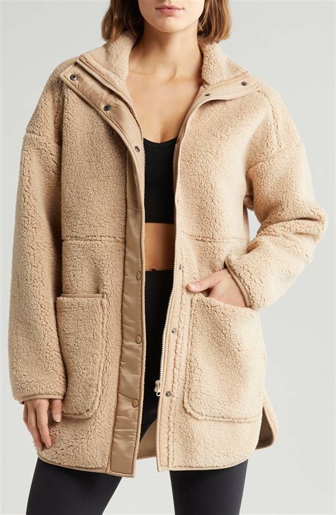 Zella Cozy Faux Shearling Jacket in Natural | Lyst