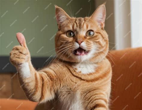 A cat is giving a thumbs up sign | Premium AI-generated image