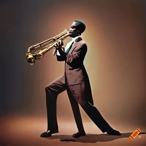 Photo of a black jazz musician under a spotlight on Craiyon