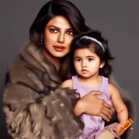 Priyanka Chopra wearing fluffy fur coat hugging a child in high ...