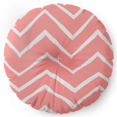 Distressed Chevron Light Salmon Pink Floor Pillow Round Georgiana Paraschiv