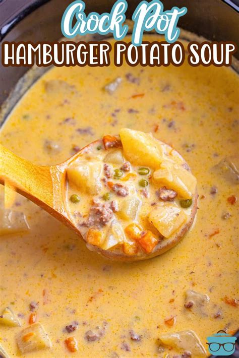 This Slow Cooker Hamburger Potato Soup is a hearty, filling, and ...