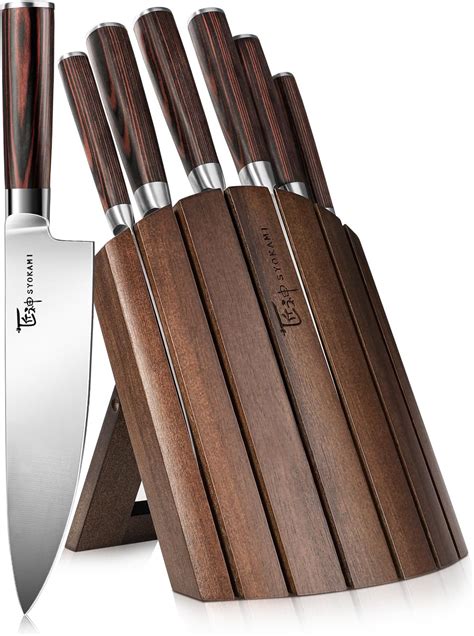 Amazon.com: Brass and Walnut 6-piece Knife Block Set, High-Carbon ...