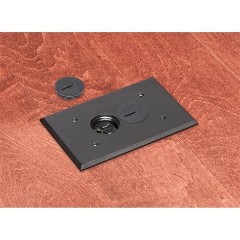 Arlington FLBR101BL Rectangle Floor Box Outlet, Screw Plugs, Black Cov