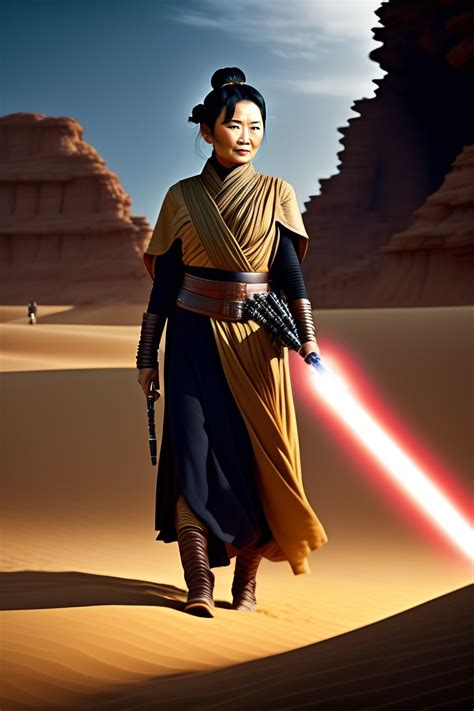 Lexica - Star wars middle aged asian female jedi holding a light saber ...