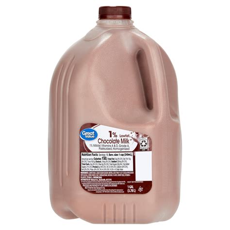 Great Value 1% Low-fat Chocolate Milk Gallon, Plastic, Jug, 128 fl oz ...