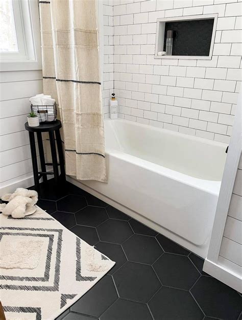 Bathroom Remodel - Clothed In Grace | Black bathroom floor, Guest ...