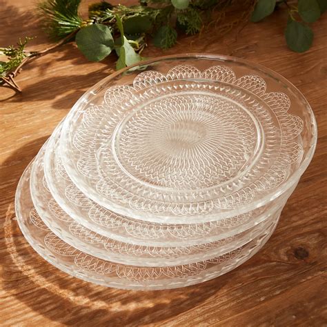 Set of 4 Large Parisian Glass Tableware Dinner Plates Serving Dish Gift ...