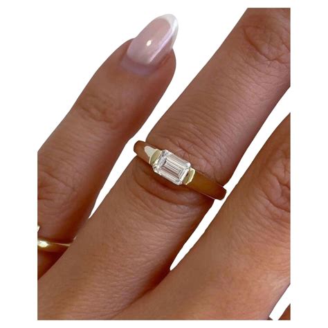 14k solid gold Emerald Cut Moisanite 1cts Wedding Band Ring Solitaire ...