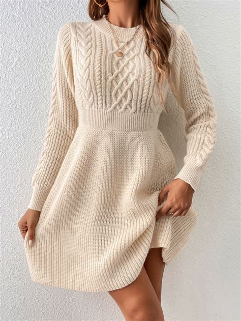 Beige Casual Collar Long Sleeve Worsted Plain Embellished Slight ...