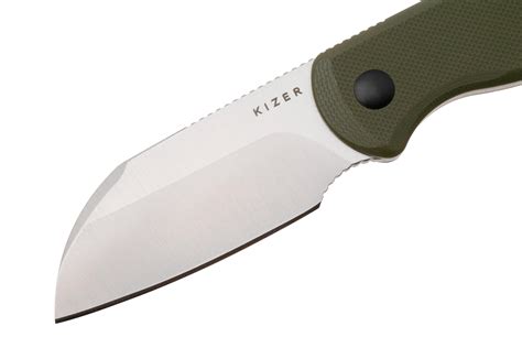 Kizer Drop Bear 1093A1 Satin AEB-L, Olive Green G10, fixed knife ...