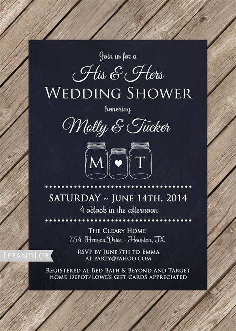 Couples or Coed Wedding Shower Printable Invitation-Rustic