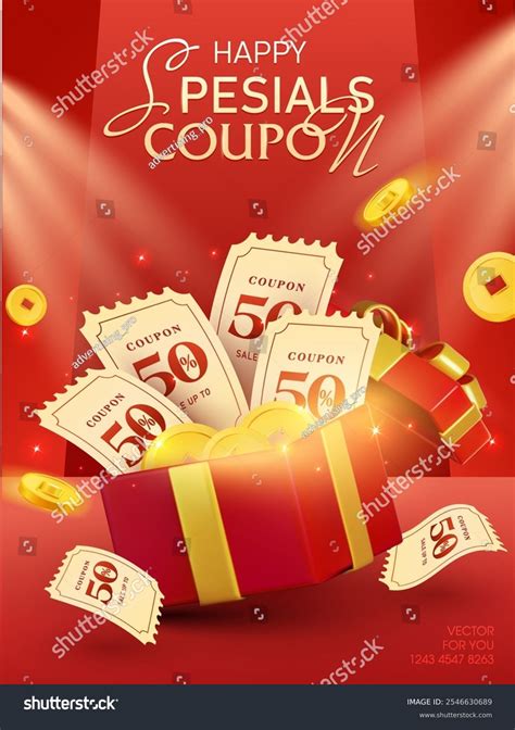 3d Coupons Coins Flying Out Opened Stock Vector (Royalty Free ...