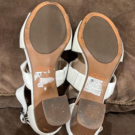 Clarks Women's White Sandals | Depop