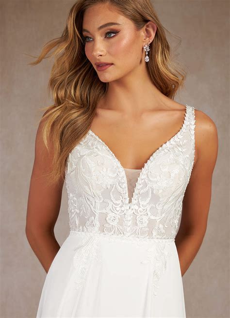 Azazie Cerelia Diamond White Nude A-Line Sequins Chiffon Dress | Azazie