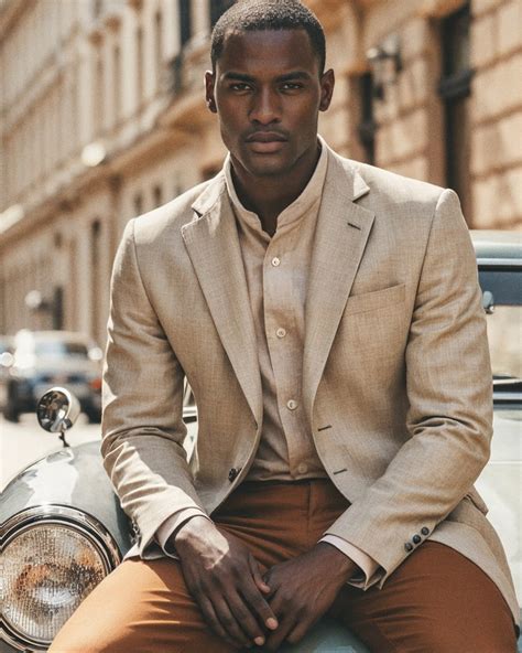 Beige Blazer with Mandarin Collar Shirt | Hockerty