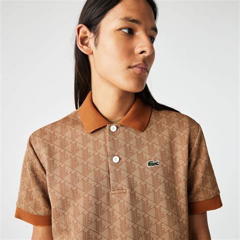 Lacoste Men's Classic Fit Monogram Print Contrast Collar Polo Shirt ...