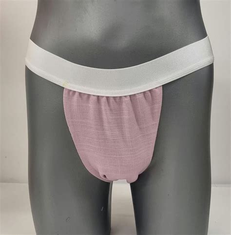 Men Thong PALE PINK Organic Linen Briefs Tanga Like Underwear Fully ...