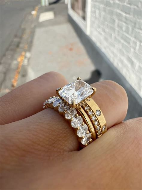 A dreamy elongated cushion stack. | Engagement ring cuts, Pretty ...
