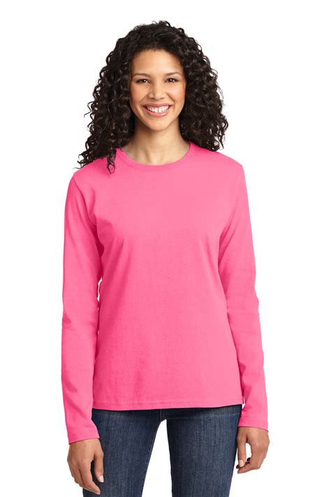 Port & Co Women's Long Sleeve Core Cotton Tee | Product | Port & Company