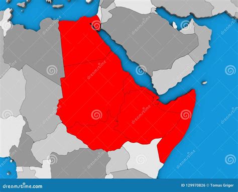 Northeast Africa on 3D map stock illustration. Illustration of globe ...