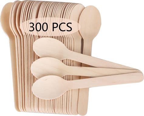 WOPPLXY 300PCS Disposable Wooden Teaspoons - 4.3inch Small Wooden ...