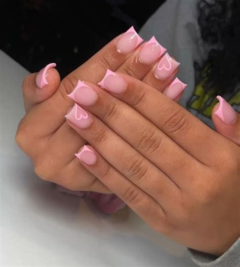 Short Pink French Tip Nails | Gel nails, Pink acrylic nails, Acrylic nails