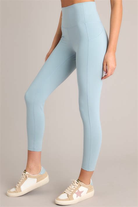 Light Blue Leggings -Athleisure Bottoms | Red Dress