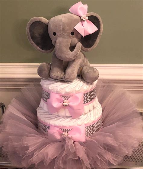 Elephant with tu tu diaper cake girl diaper cake custom diaper cake ...