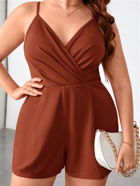 Plus Ruched Cami Romper | Plus size romper, Classy jumpsuit outfits ...