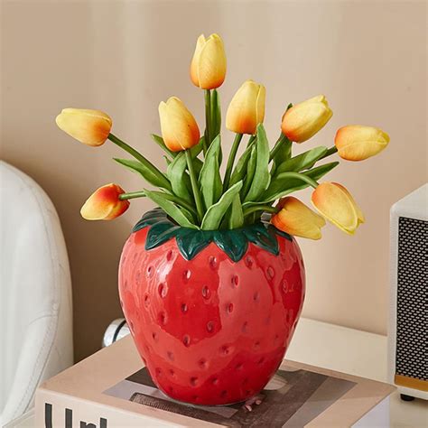 Amazon.com: Strawberry Ceramic Vase, Cute Strawberry Flower Vase, Fruit ...