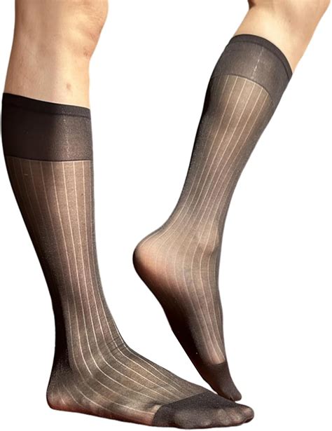 Amazon.com: Dsgzkk Mens Thin Dress Socks Silk Sheer Formal Business ...