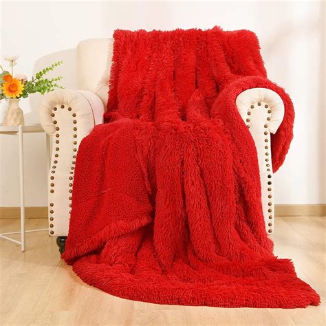 B BENRON Soft Blanket Throw Red 50 x 60 Inch Thick Fluffy Throw Blanket ...
