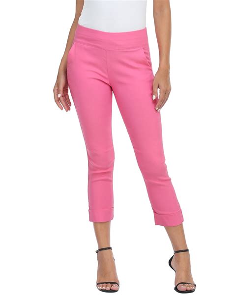 HDE Pull On Capri Pants For Women with Pockets Elastic Waist Cropped ...