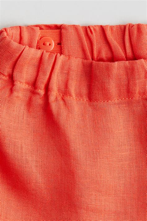 Ruffled Linen Shorts - Bright red - Kids | H&M US